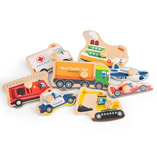 New Classic Toys - Peg Puzzle - Transport - 8 pieces - FSC® 100%-certified wood